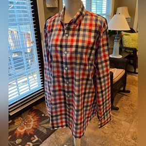 J.Crew Lightweight Shirt RedWhite BlueCheck Plaid Long Sleeve Button Down Men XL
